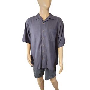 Tommy Bahama / Harley Davidson Collaboration XL, Silk, Grey/Blue Embroidered